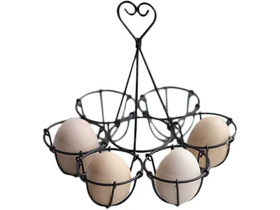 Bandeja De Alambre Metalico Para 6 Huevos Pascua Estilo Rustico Negro Mate Antiguo Con Mango Practico