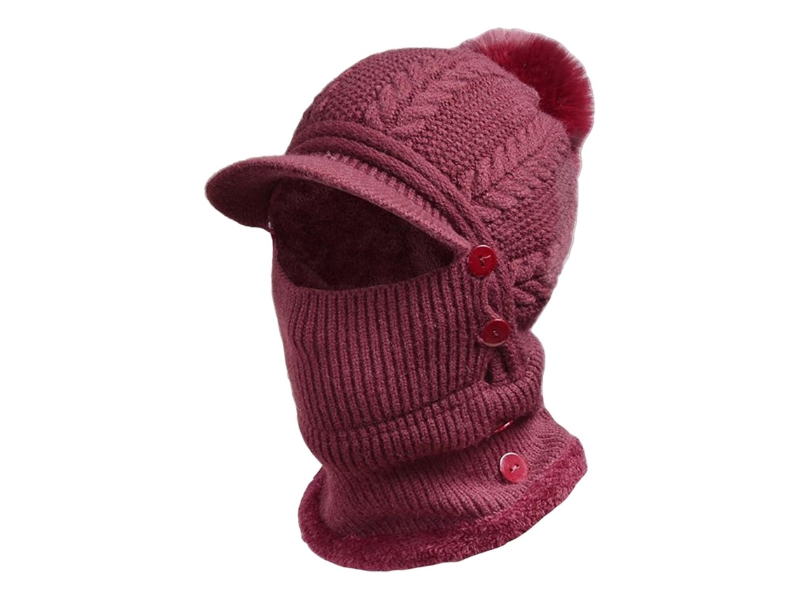 Gorro De Máscara De Esquí De Invierno Color Rojo Oscuro