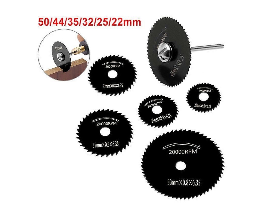 Láminas De Sierra Rotatoria Hss 7 Piezas Para Herramientas Rotatorias Con Mango 1/8" Para Corte De Madera Y Metales Suaves