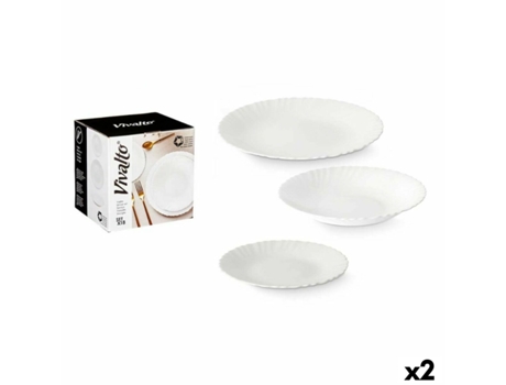 Set de Vajilla Blanco Vidrio (2 Unidades) 18 Piezas VIVALTO