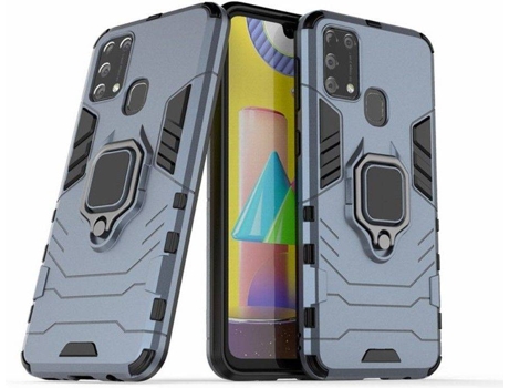 Carcasa + Protector Samsung Galaxy M31 HFS-HOUSE Kickstand Gris