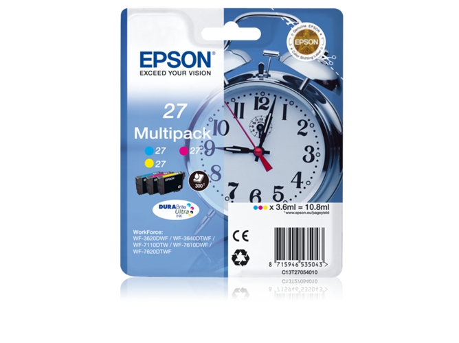 Pack ahorro cartuchos de tinta original EPSON 27, Despertador, C13T27054022, T2705