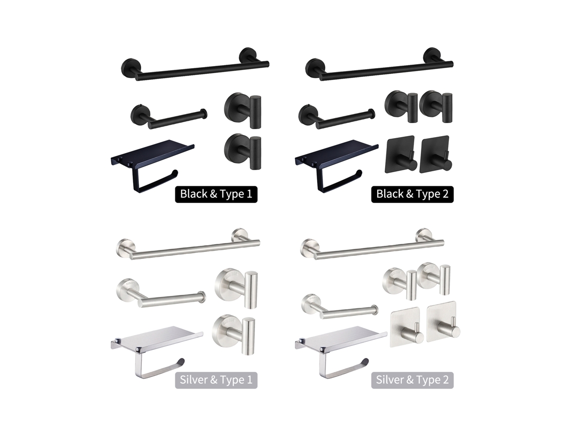 Kit de accesorios de baño de acero inoxidable de 7 piezas para montaje en pared