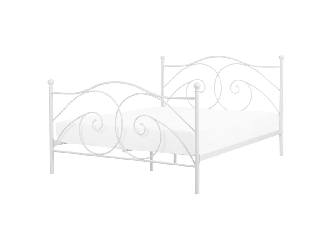 Cama con somier BELIANI Dinard de Acero Blanco 167x208x118