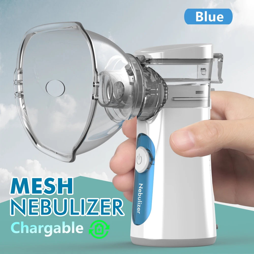(azul) Nebulizador De Malla Silencioso Recargable, Inhalador Portátil, Atención Médica