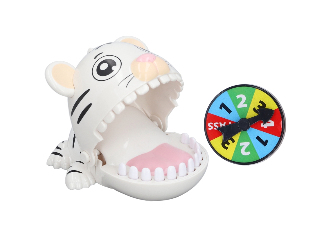 Juguete De Morder Dedo Animal Cartoons Para Aliviar Estrés Y Ansiedad, Coordinación Mano-ojo, Juego Dentista Con Rueda Giratoria Blanco
