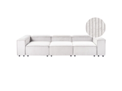 Sofá modular de 3 plazas Beliani Ardal De Bombazine blanco 328x120x68