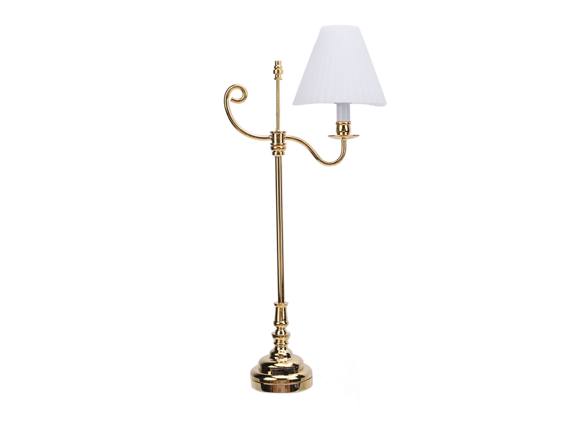 Lámpara De Pie Led En Miniatura Para Casa De Muñecas Con Base Dorada, Pilas Incluidas.