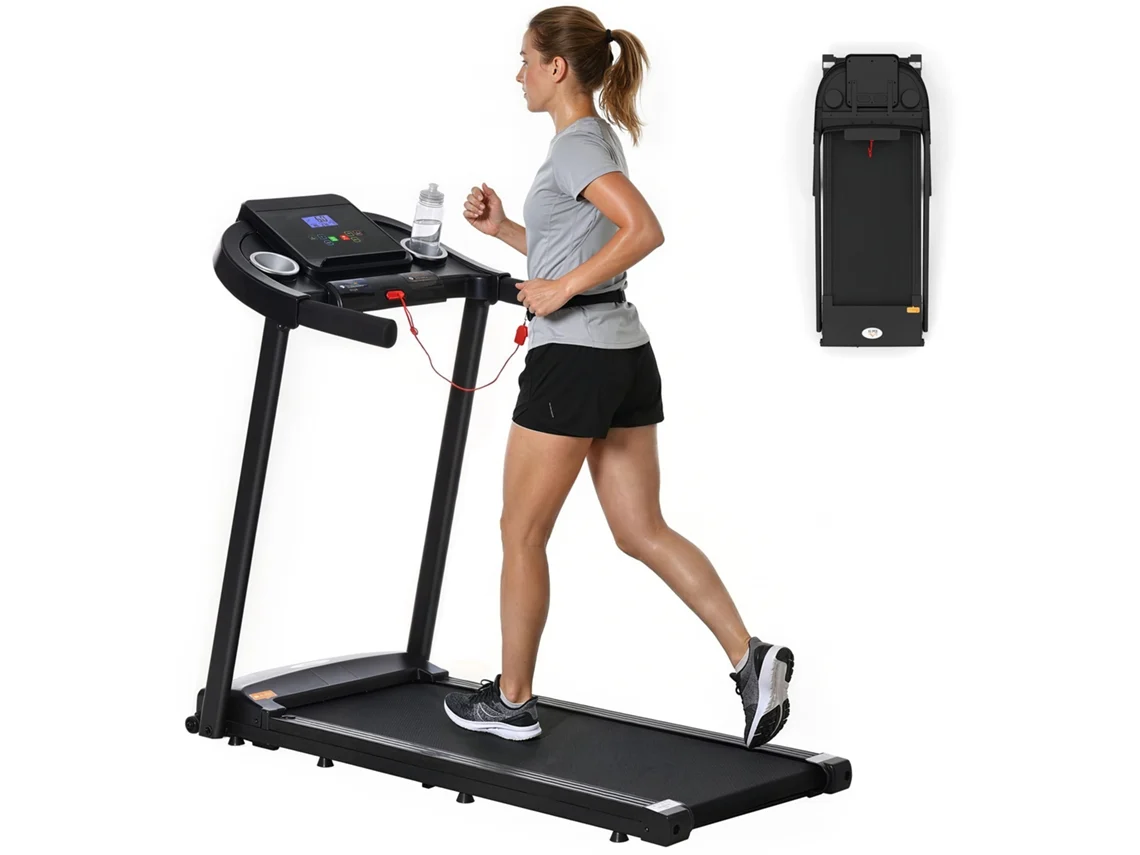 Cinta De Correr De 1,5 Cv, Velocidad De 1 A 12 Km/h, 12 Programas, Pantalla Led Y Soporte Para Teléfono Para Entrenamientos En Casa.