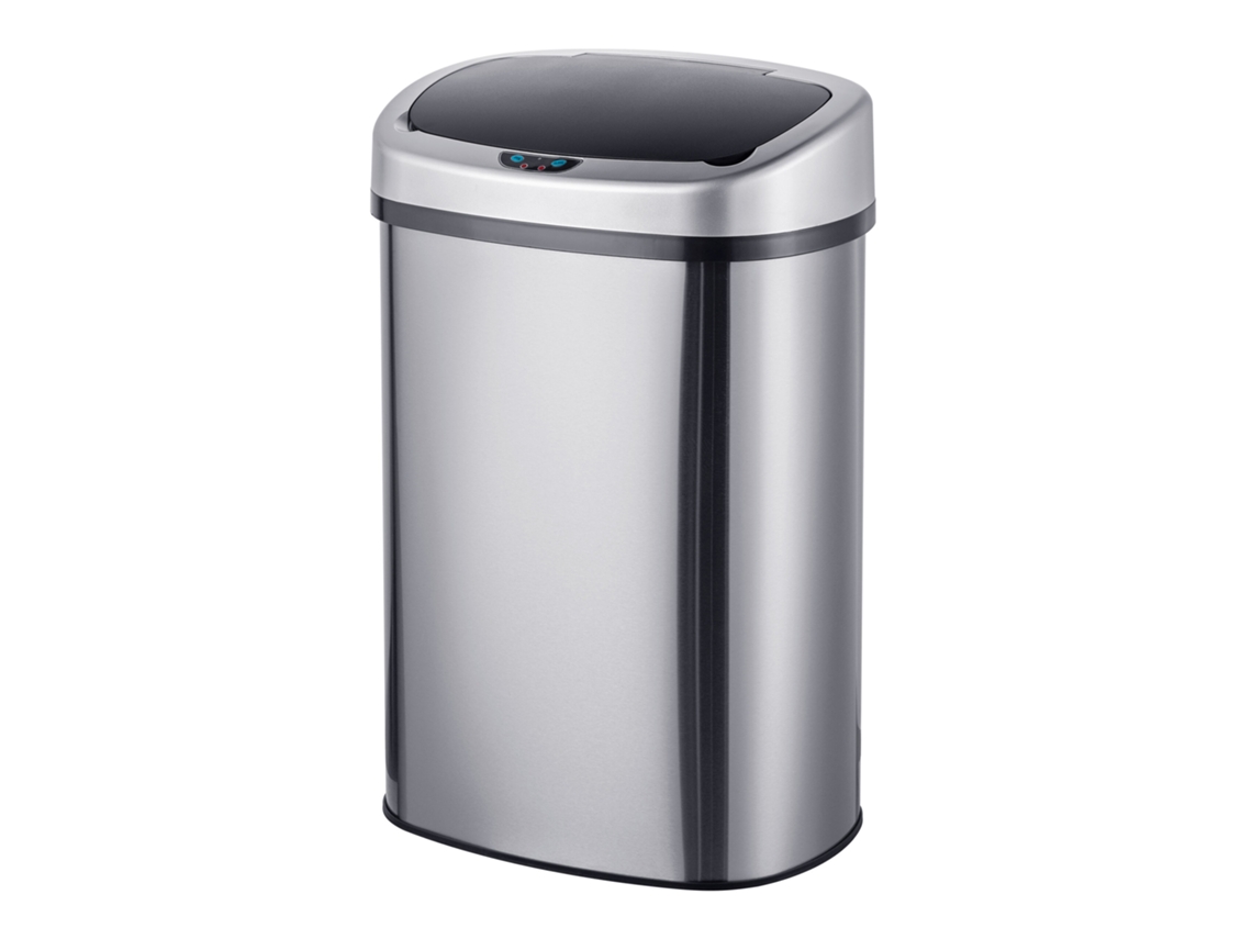 Cubo De Basura Relaxdays Con Sensor, 50 L, Tapa Eléctrica, Soporte Para Bolsas, Para Cocina, Plateado