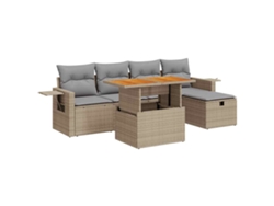 Conjunto 6 sofás jardín y cojines VIDAXL ratán sintético acacia beige