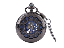 Reloj De Bolsillo Mecánico Clásico De Cuerda Manual Con Tapa Trasera Calada En Forma De Flor Y Cadena De Aleación.