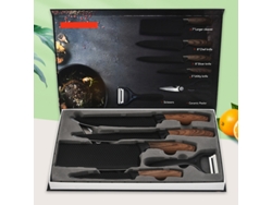 Juego De 6 Cuchillos De Cocina De Acero Inoxidable Con Tijeras Y Caja De Regalo.