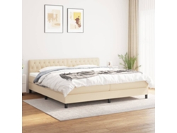 Cama Box Spring Con Colchón Tela Color Crema 200x200 Cm