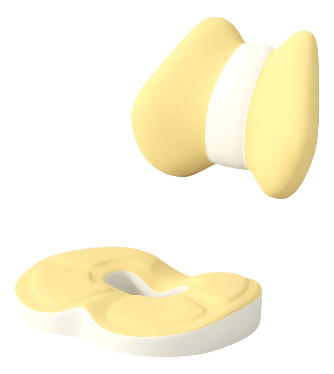 Cojín De Asiento Ergonómico De Espuma Viscoelástica 2 En 1, Con Almohada De Apoyo Lumbar Para Silla De Oficina (amarillo) Gertiz