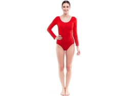 Body o Maillot rojo manga larga para mujer