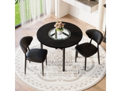Mesa Redonda 100cm 2 Sillas Pu Negro Respaldo Curvo
