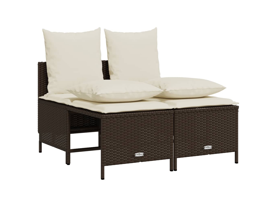 Conjunto de 4 sofás de jardín con cojines, mimbre, patas marrones, MAISON EXCLUSIVE (4 piezas)