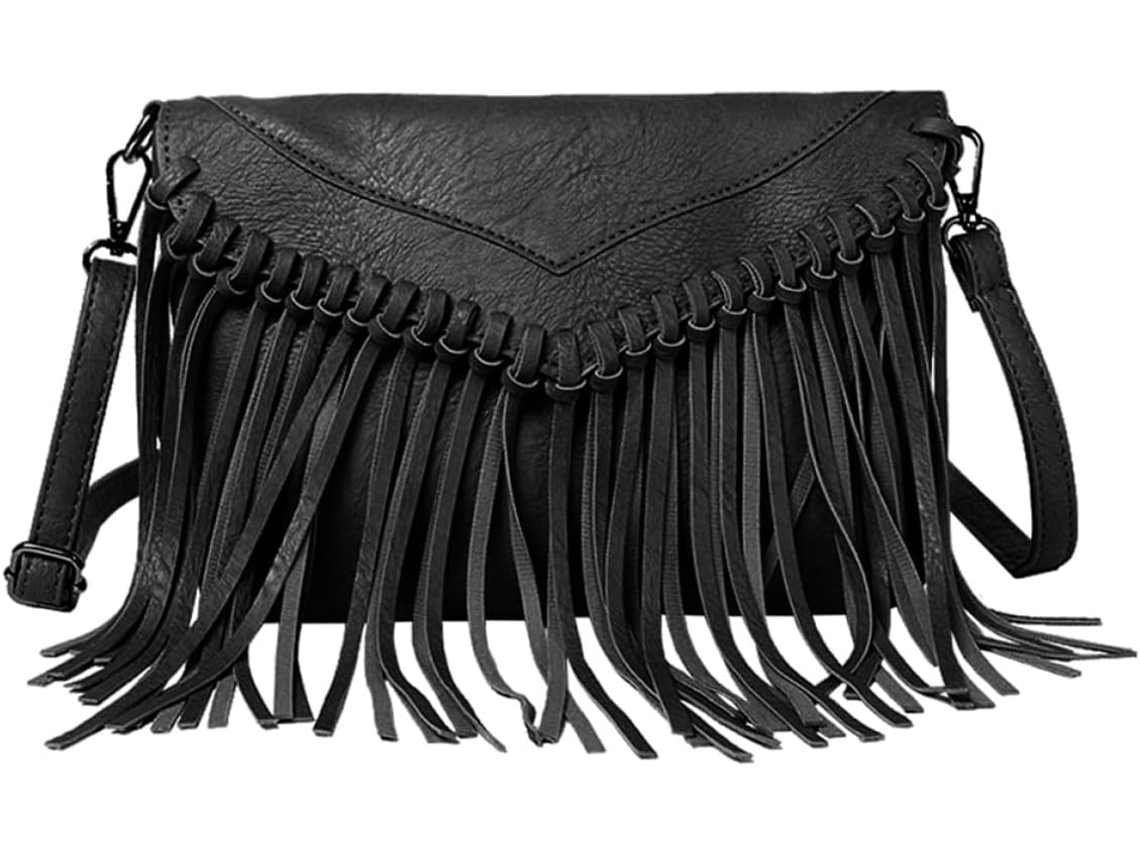 Bolsa Transversal Elegante Com Franjas, Feita Em Couro Pu Leve E Prático Para Mulheres. Ideal Para Usar Como Bolsa De Ombro.