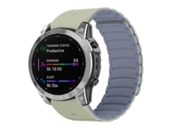 Bracelete Para Garmin (22mm) - Silicone Magnético, Liberação Rápida Cáqui Claro + Cinza Azulado Claro