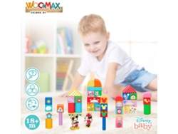 Juguete de Madera WOOMAX Bloques para bebés bote 40 piezas Disney (3x1,5x6 cm - 18 meses)
