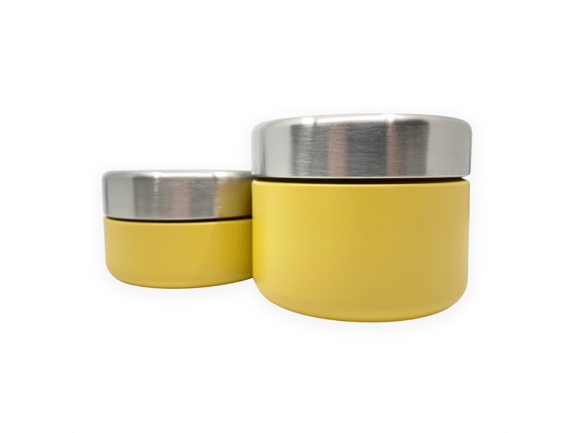 Juego de fruteros de acero inoxidable Smikkels, recipientes para aperitivos, 280 ml y 420 ml, amarillo