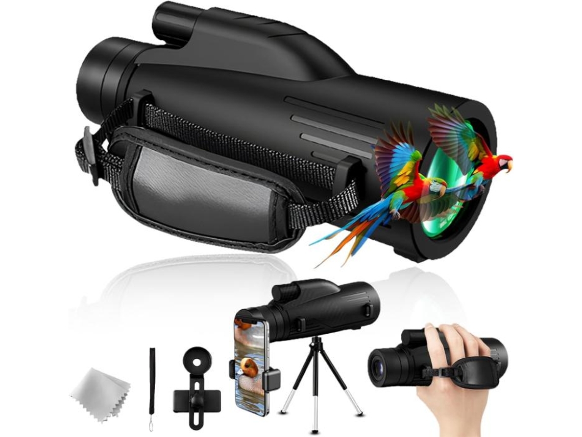 Telescopio monocular Ushion 12x55 para adultos con zoom de alta potencia, color negro