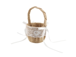 Cesta De Flores Blanca Para Niña De Honor, Material De Lino Y Algodón Con Encaje, Ideal Para Bodas Y Regalos
