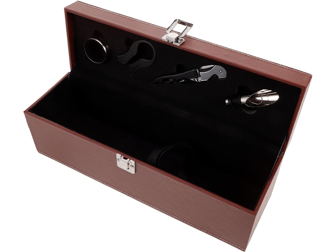 Estuche Decorativo Marrón De Pu Para Botellas De Vino, Tamaño Portátil Para Botellas, Caja De Almacenamiento Para