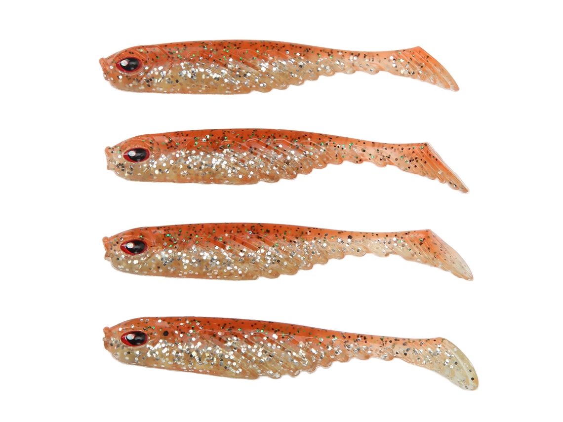 4pcs Señuelo Suave T Tail Ar48 Swimbait 75mm 3.2g Para Pesca En Agua Dulce Y Salada Naranja