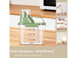 Dispensador De Cereales A Prueba De Humedad Con Vaso Medidor, 2 L Verde Digitallab
