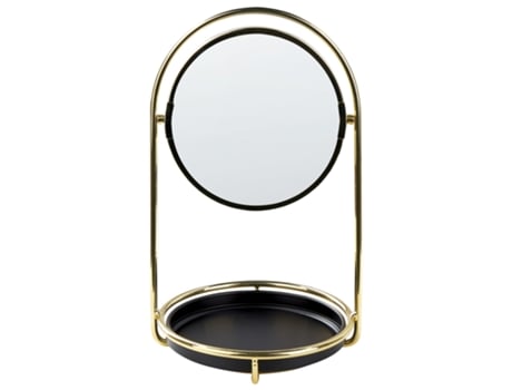 Espejo de maquillaje BELIANI Indre de Hierro, Vidrio Dorado 17x17x29