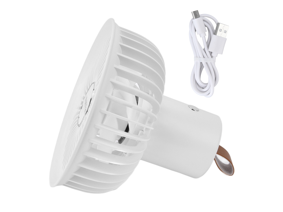 Ventilador Eléctrico Portátil Recargable Por Usb Con Batería De 3000 Mah Para Camping, Hogar Y Oficina (blanco)