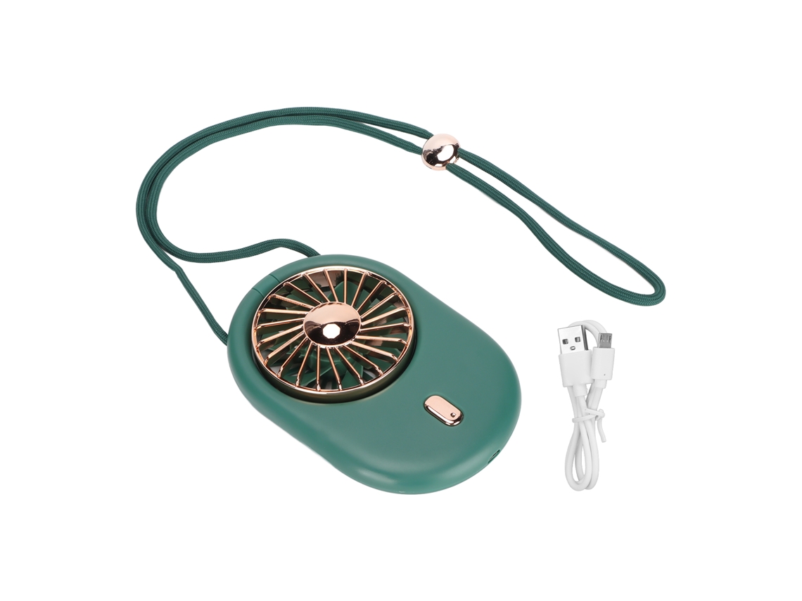 Abanico Para Cuello Recargable Por Usb, 3 Velocidades, Portátil, Colgante, De Mano, Flujo De Aire Vertical, Verde