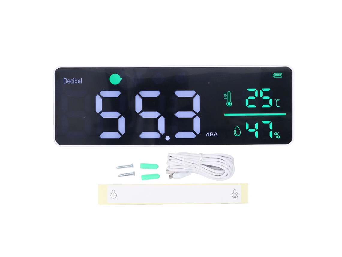 Sonómetro De 30-130 Dba Con Pantalla Led, Termómetro E Higrómetro - Detector De Ruido Preciso