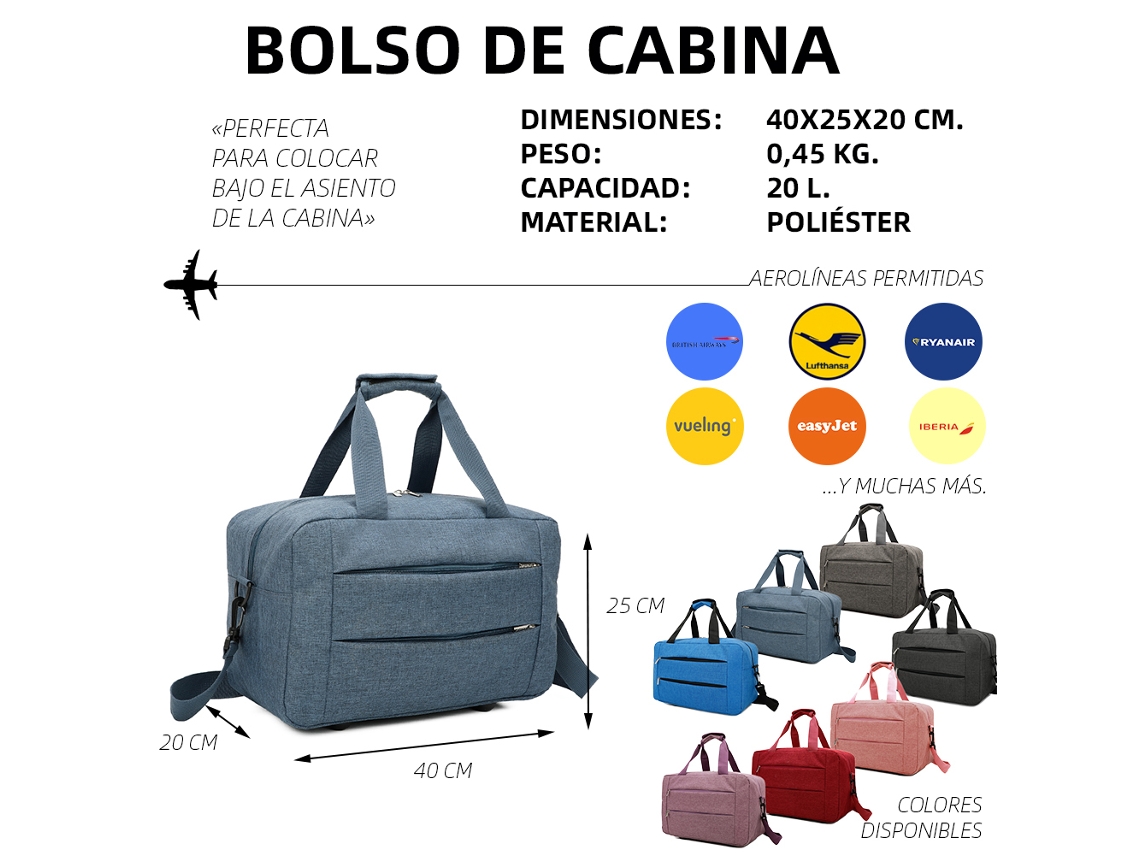 Bolsa de Viaje RAYKONG Ryanair Cab2 Azul (40x20x25 cm - 20 L)