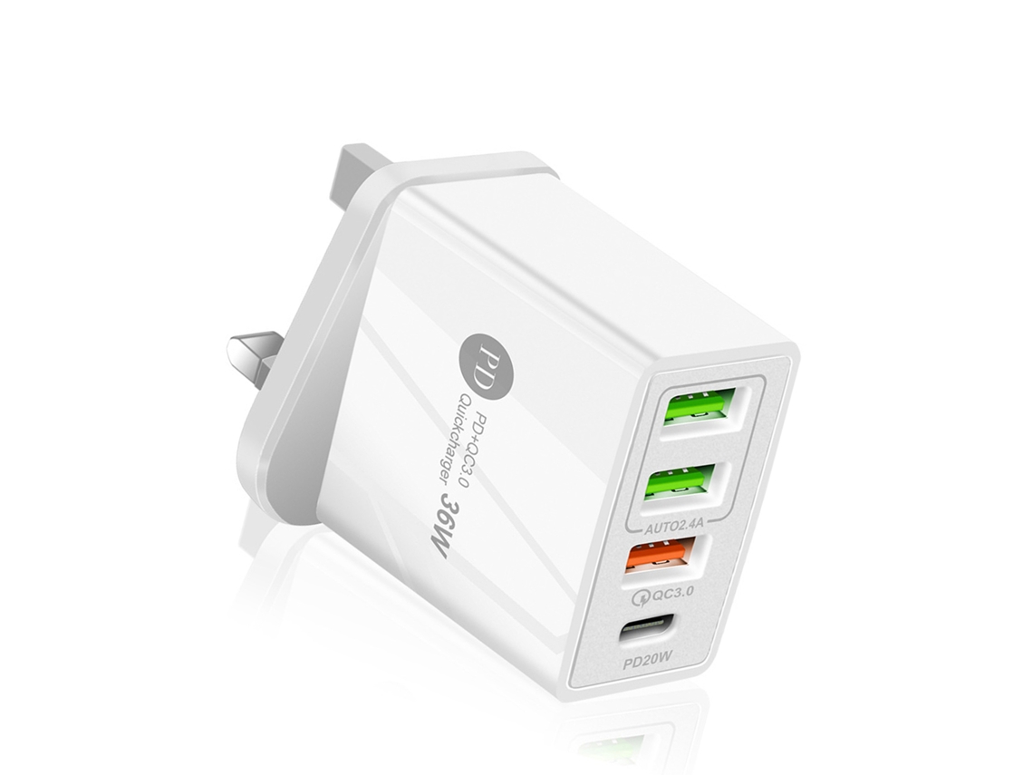 Cargador De Teléfono Móvil Pd36w Cargador Rápido Adaptador De Múltiples Puertos Cabeza De Carga