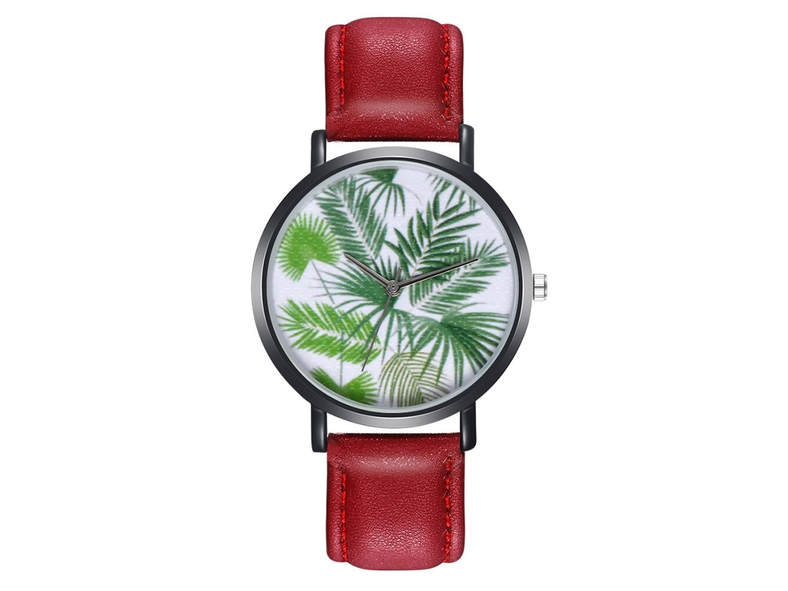 Reloj Mujer De Cuero Moda Cuarzo Estilo Simple Elegante Rojo Zlf0215-h