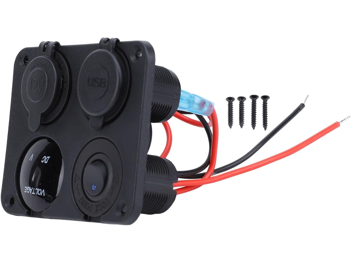Panel De Toma De Corriente Usb De Doble Corriente Con Voltímetro Y Luz Led.