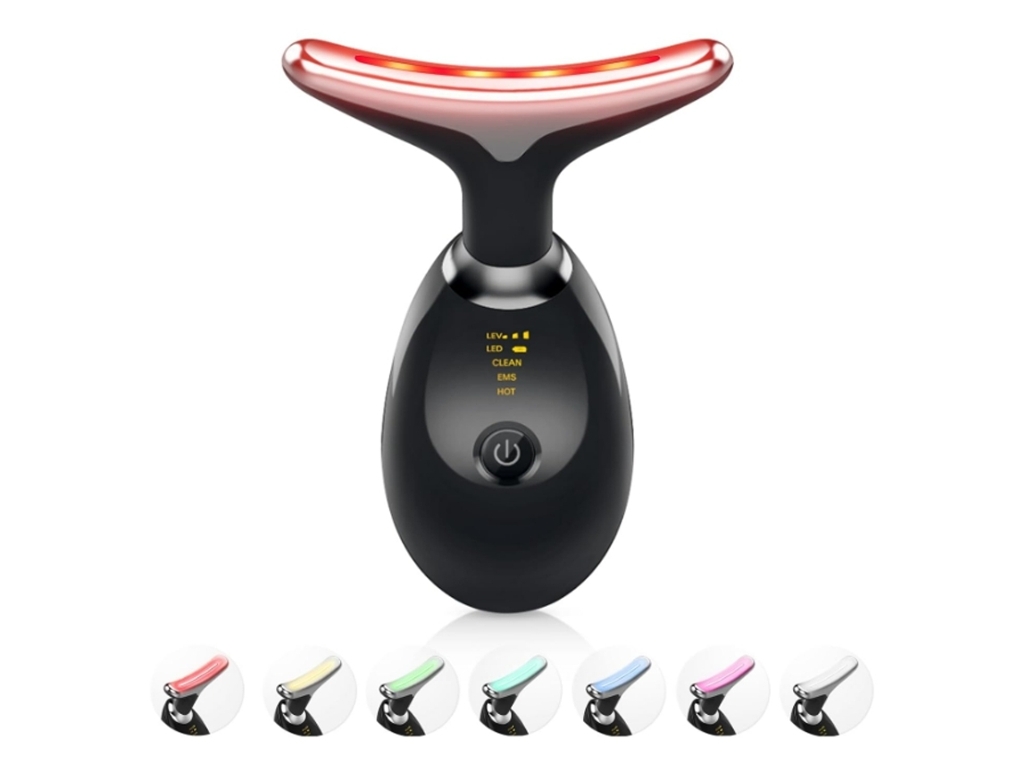 YEMAESRE Dispositivo de belleza Kks-081 Herramientas 7 en 1 Masajeador facial y de cuello para la piel Hogar Negro brillante