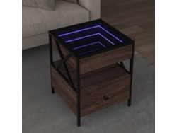 Mesa De Centro Con Infinity Led Marrón Roble 40x40x51 Cm