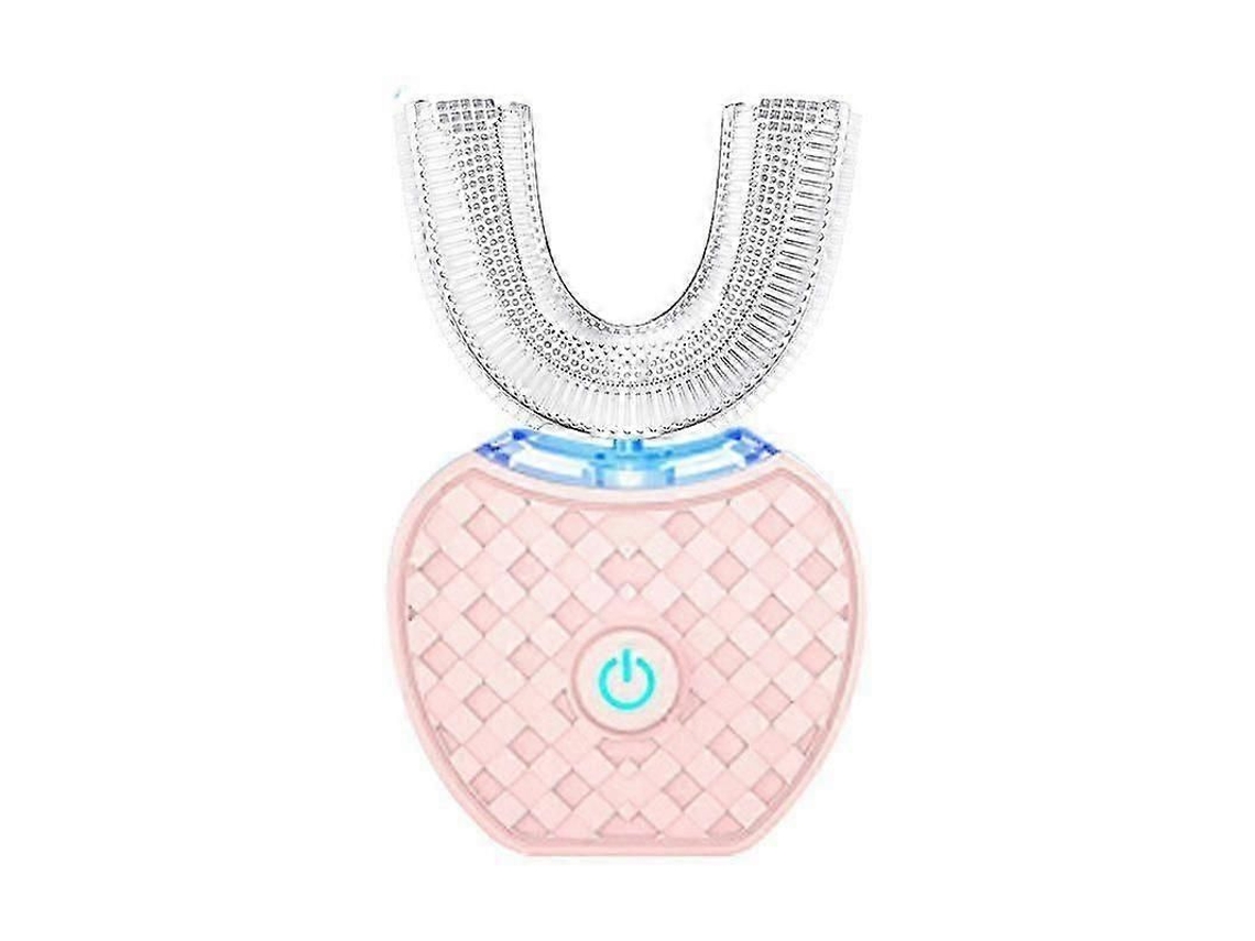 Cepillo de dientes eléctrico GOKOCO, automático, sónico, con forma de U y repuesto rosa.