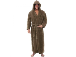 Robe Para Hombre De Flannel Con Capucha Largo Grueso Cálido Kimono Ocasional Otoño/primavera 3xl Marrón