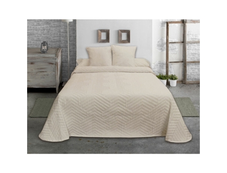 Colcha HOSTELINE ESPIGA (Beige - 270 x 270 cm)