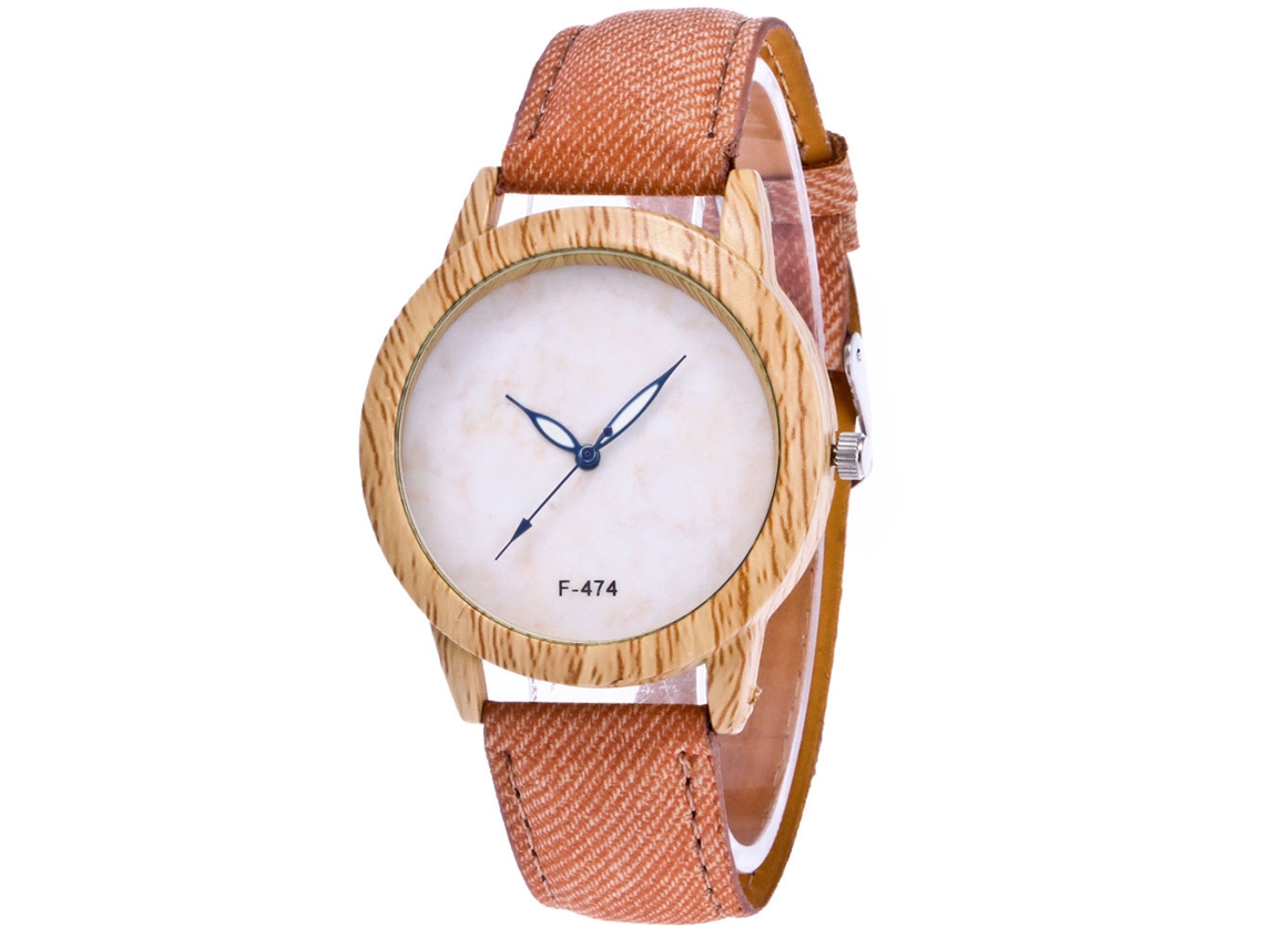 Reloj De Pulsera Para Parejas Con Correa De Cuero Sencilla, Elegante Estilo Beige.