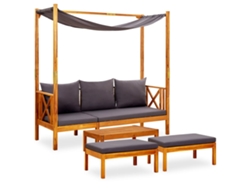 Banco de jardín con mesa y soportes para pan, acacia suave, DKD Home Decor