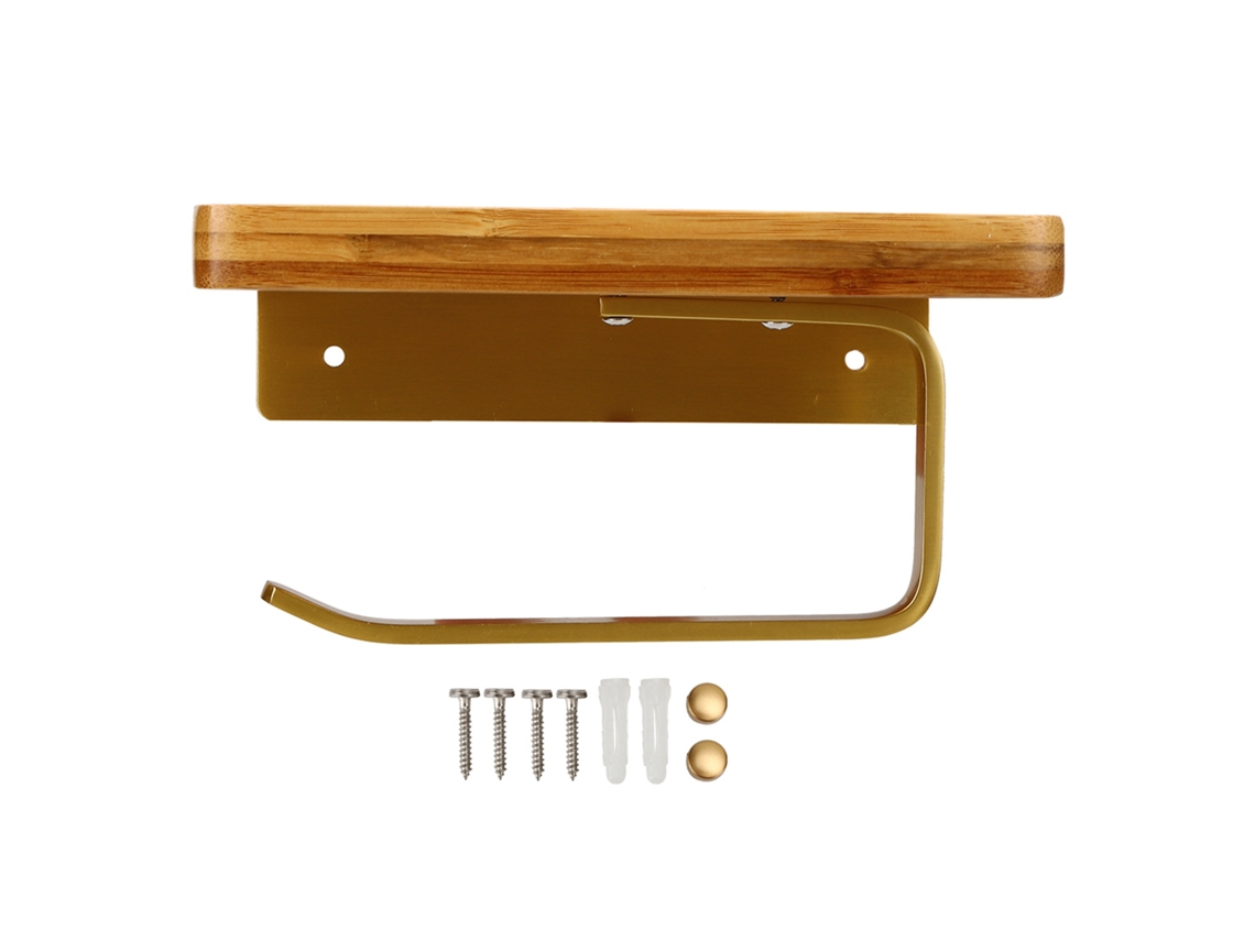 Soporte Para Papel Pintado Con Estante Multifuncional Para Cocina Y Baño, Fabricado En Bambú Y Aluminio.