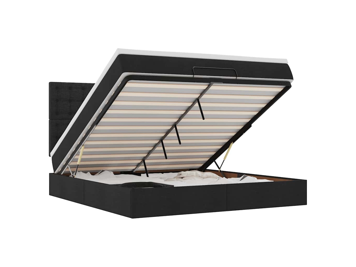 Maison Exclusive - Estructura De Cama Otomana Con Colchón Tela Negra 160x200 Cm