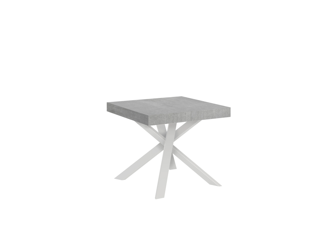 Mesa extensible 90x90/194 cm Clerk tapa Cemento patas Blancas ITAMOBY