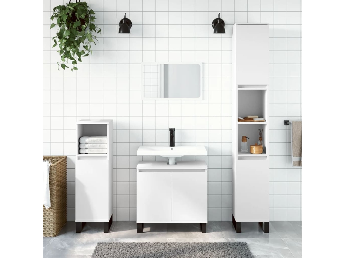 Mueble de baño 30x30x190 cm, derivados de madera, blanco, DKD HOME DECOR